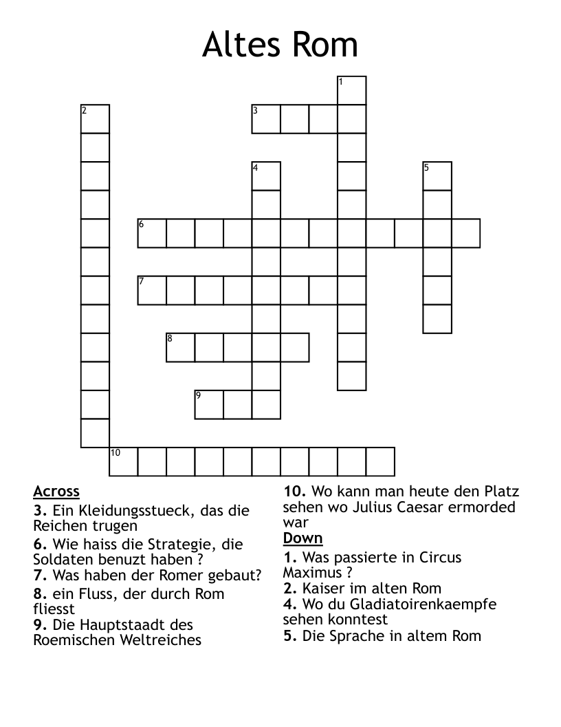 Altes Rom Crossword