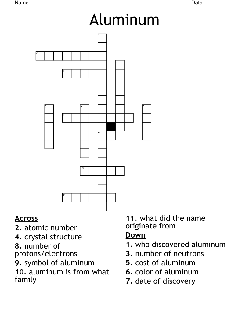 Aluminum Crossword