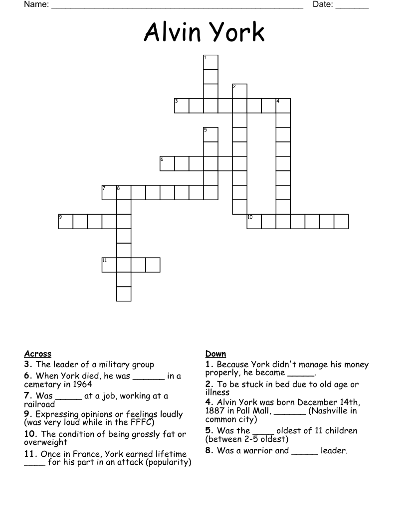 Alvin York Crossword