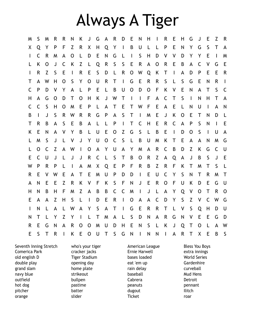 Always A Tiger Word Search
