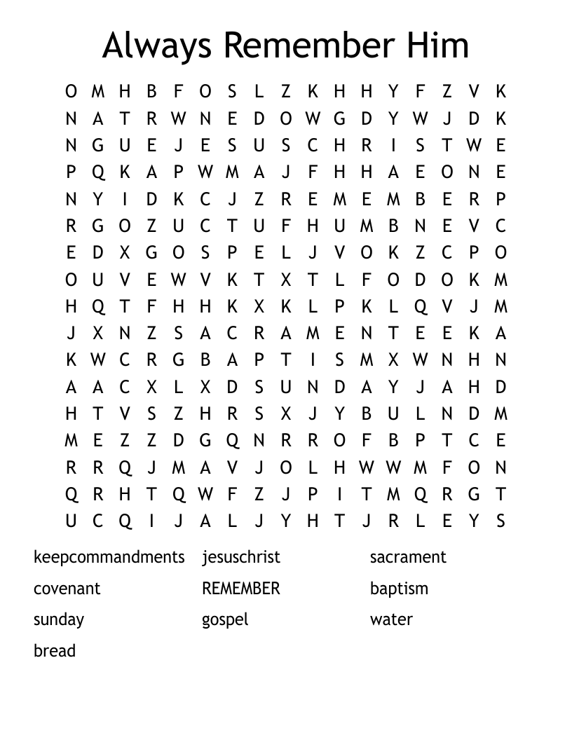 Always Remember Him Word Search