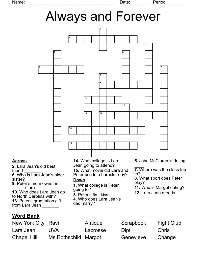 Always and Forever  Crossword