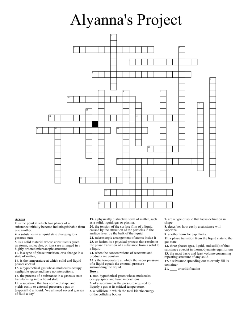 Alyanna's Project  Crossword
