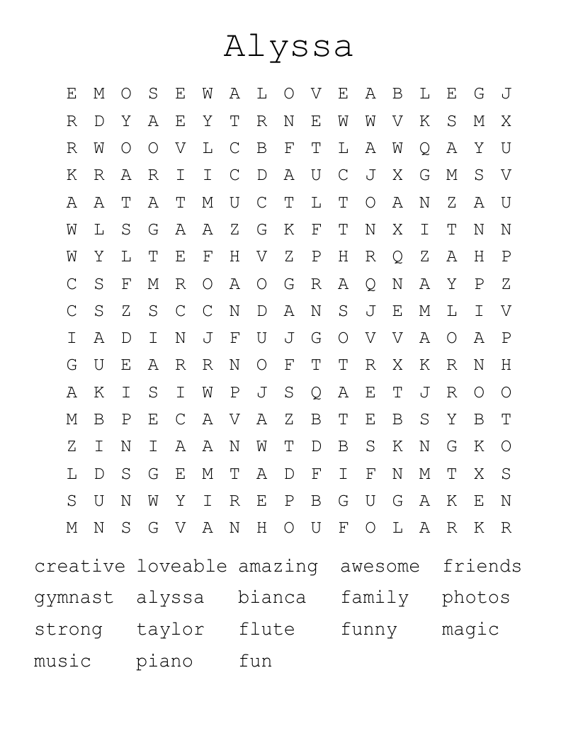 Alyssa  Word Search
