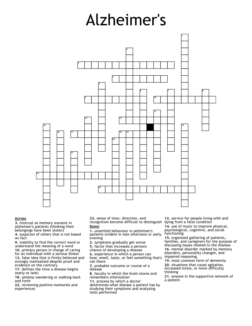 Alzheimer's Crossword