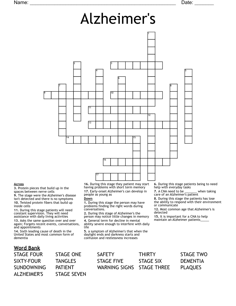 Alzheimer's Crossword
