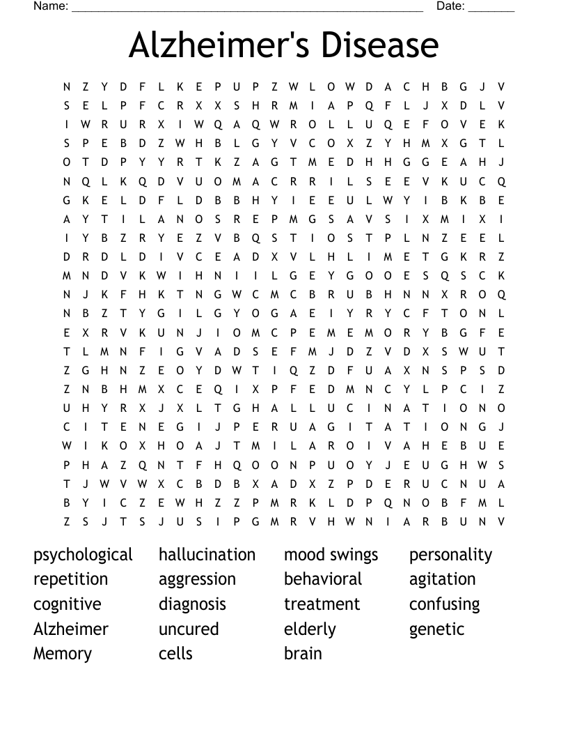 Alzheimer's Disease  Word Search