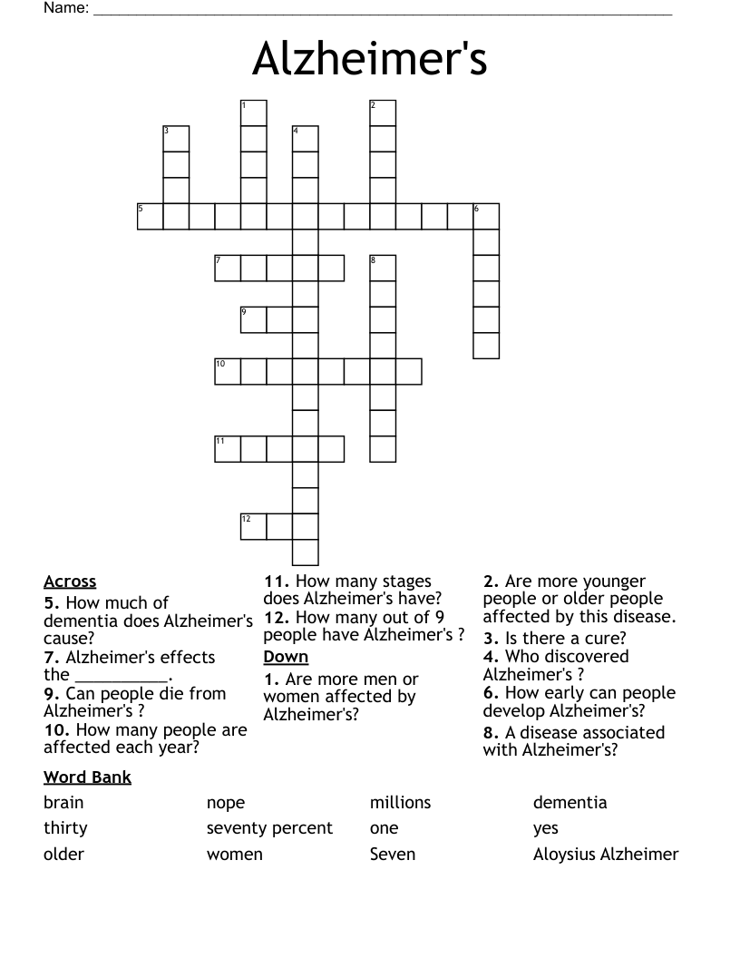 Alzheimer's  Crossword