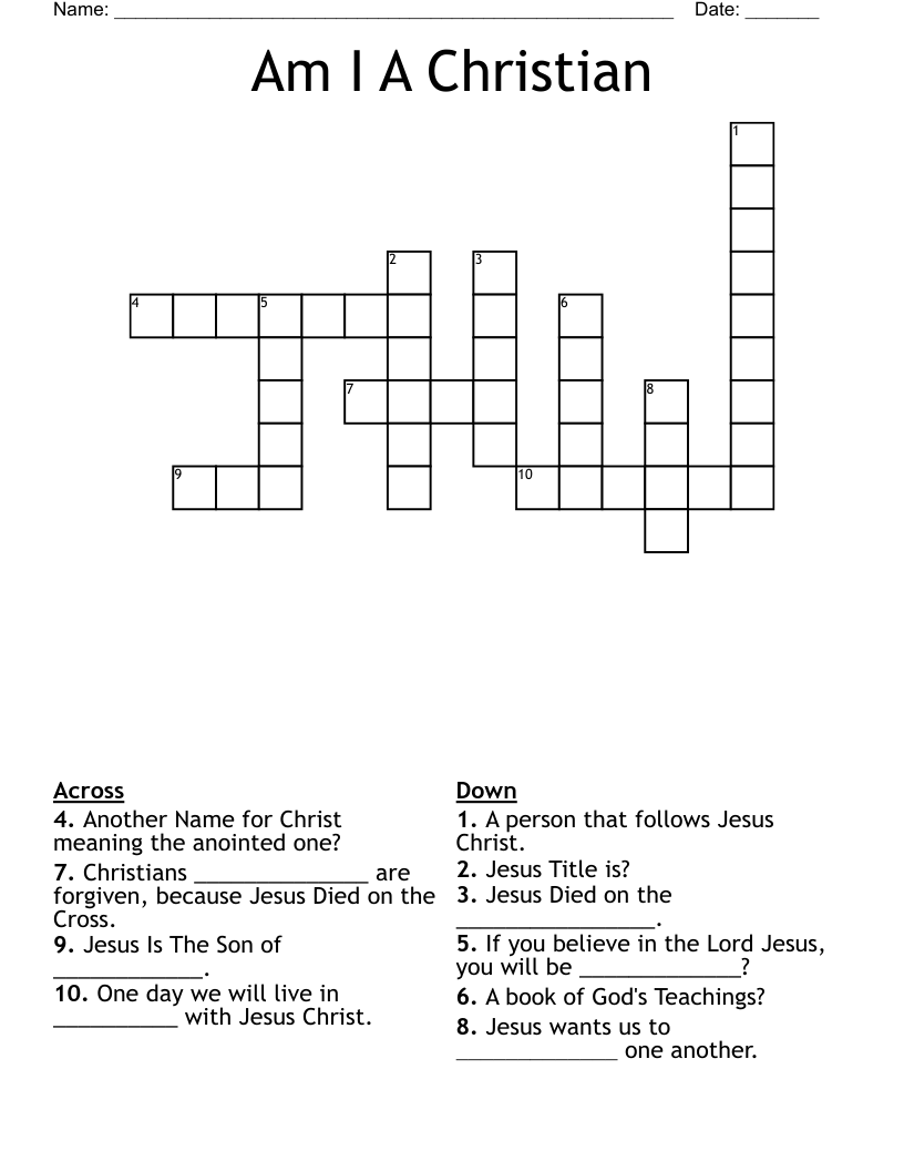 Am I A Christian Crossword