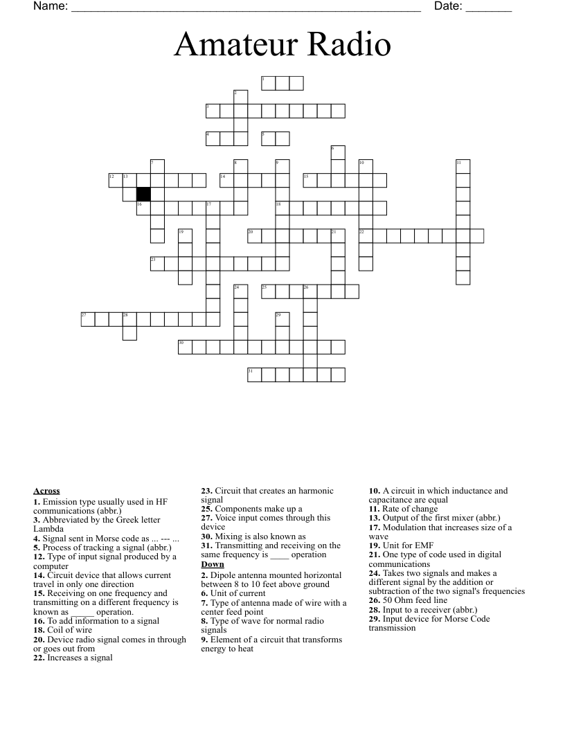 Amateur Radio Crossword