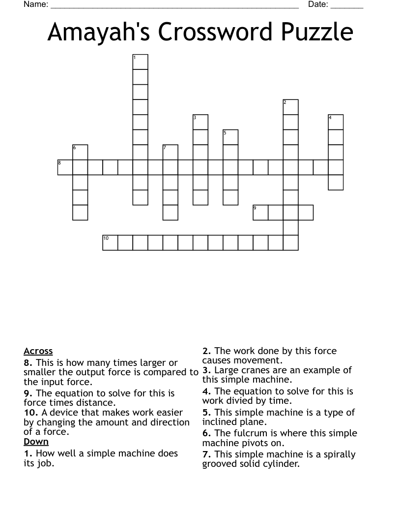 Amayah's Crossword Puzzle