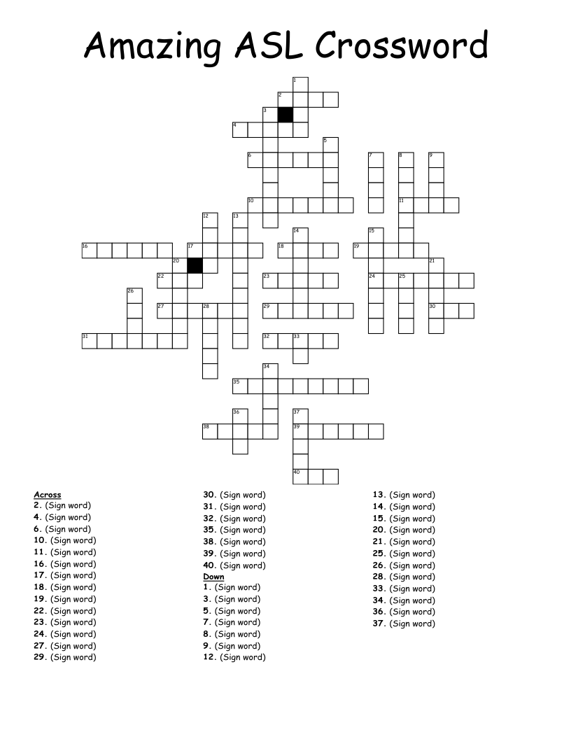 Amazing ASL Crossword