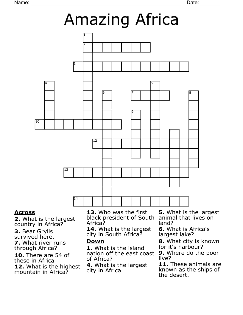Amazing Africa Crossword