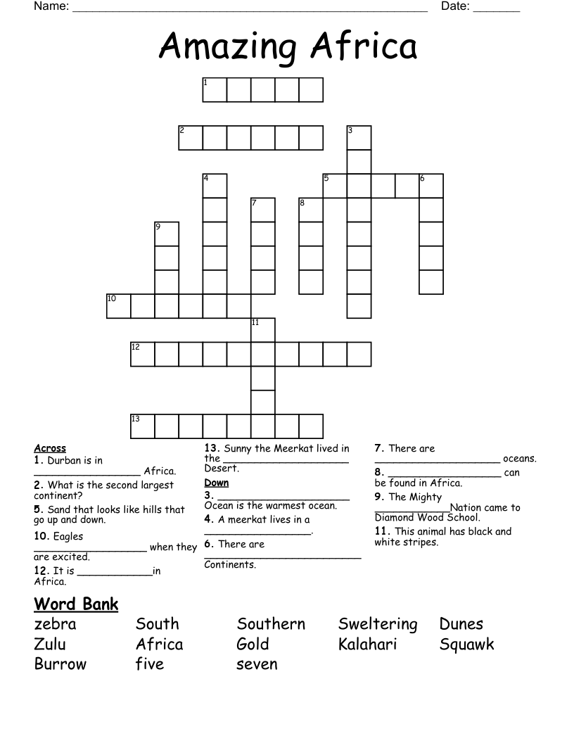 Amazing Africa Crossword
