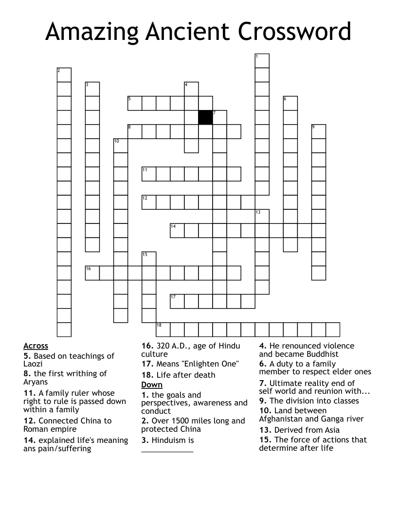Amazing Ancient Crossword