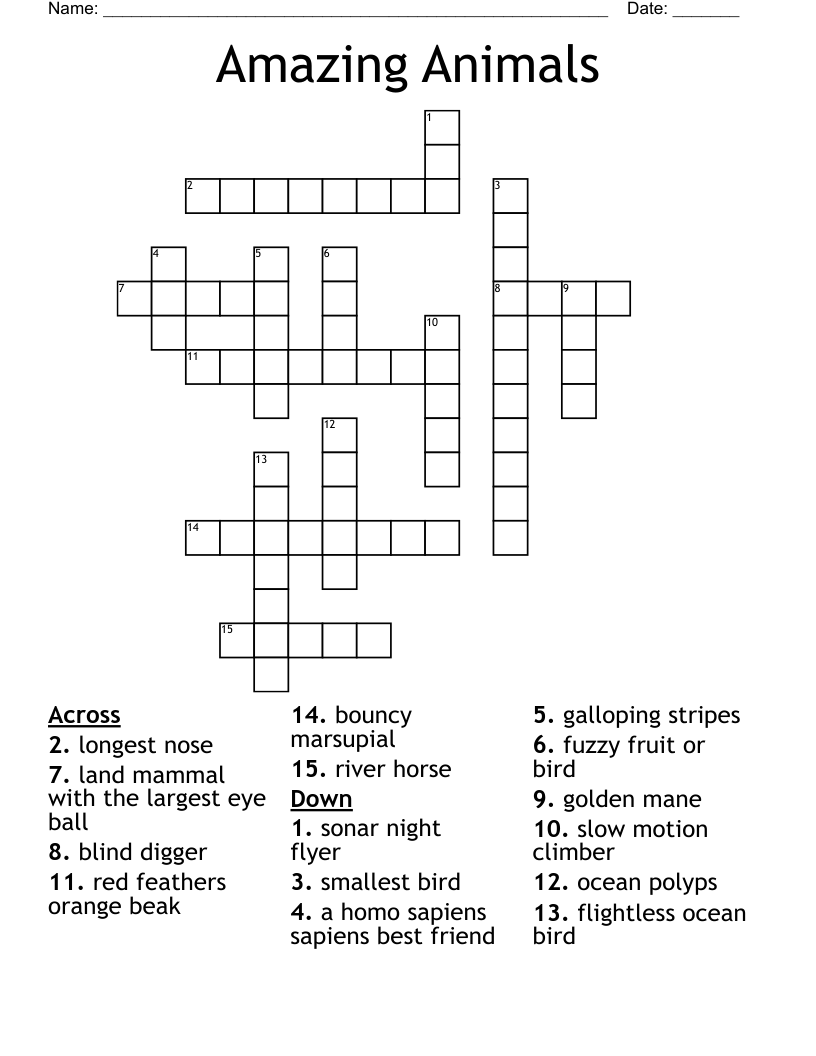 Amazing Animals Crossword