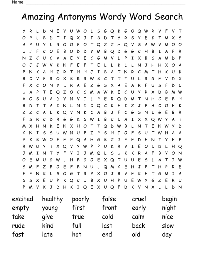Amazing Antonyms Wordy Word Search