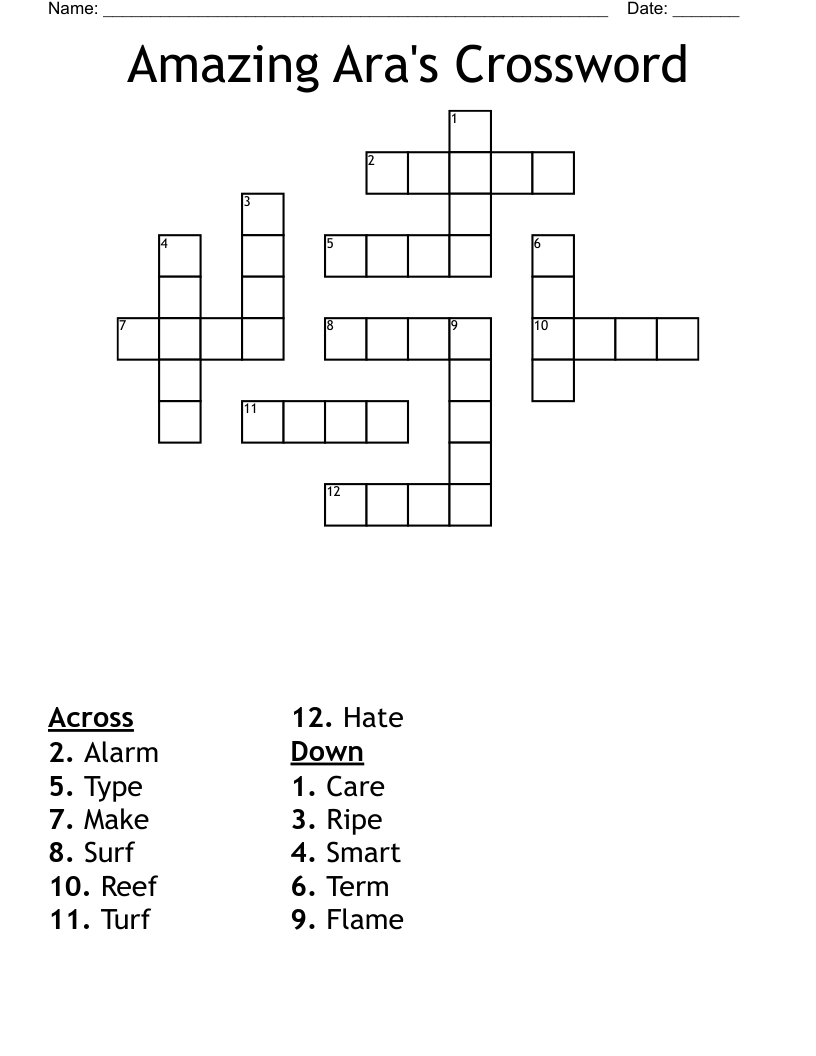 Amazing Ara's Crossword