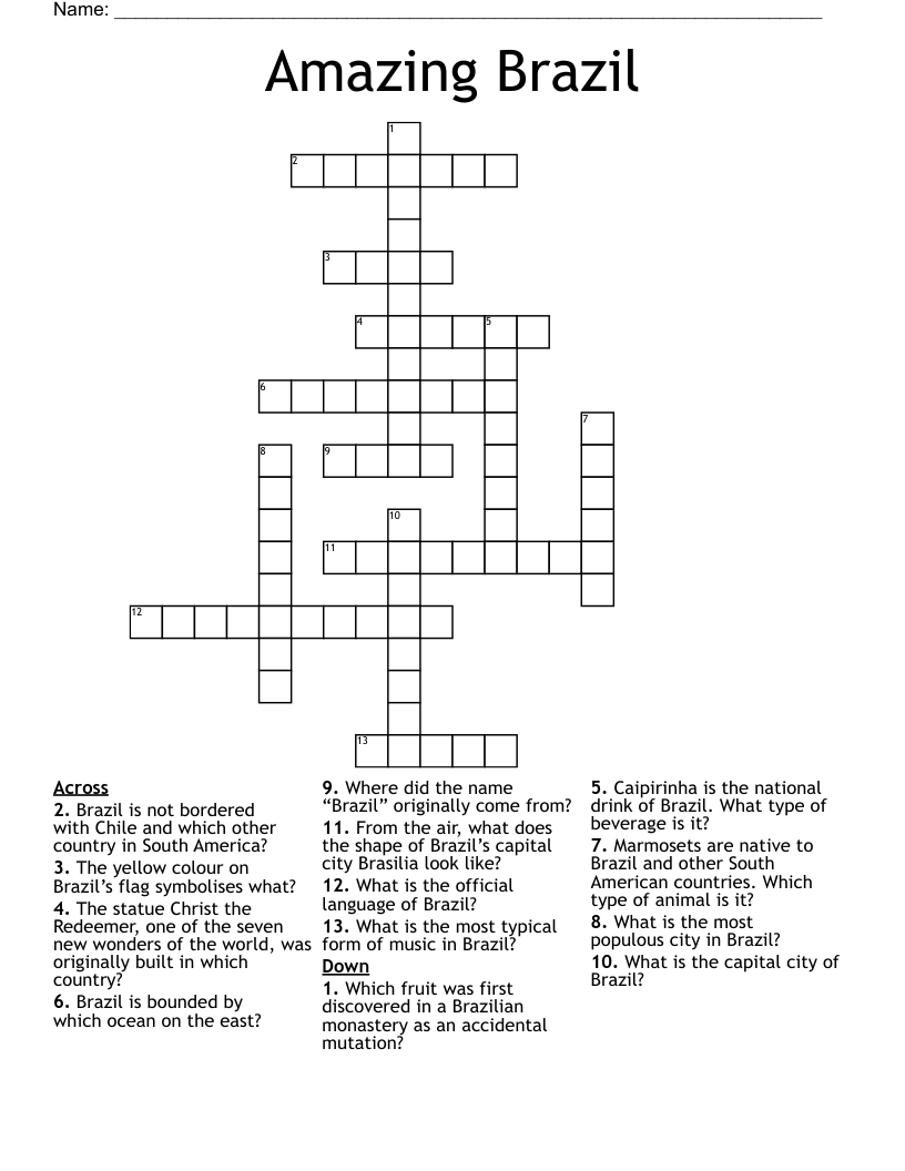 Amazing Brazil Crossword