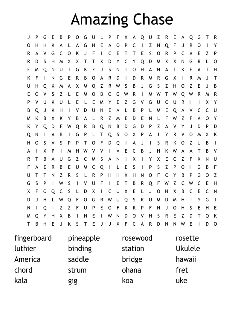 Amazing Chase Word Search