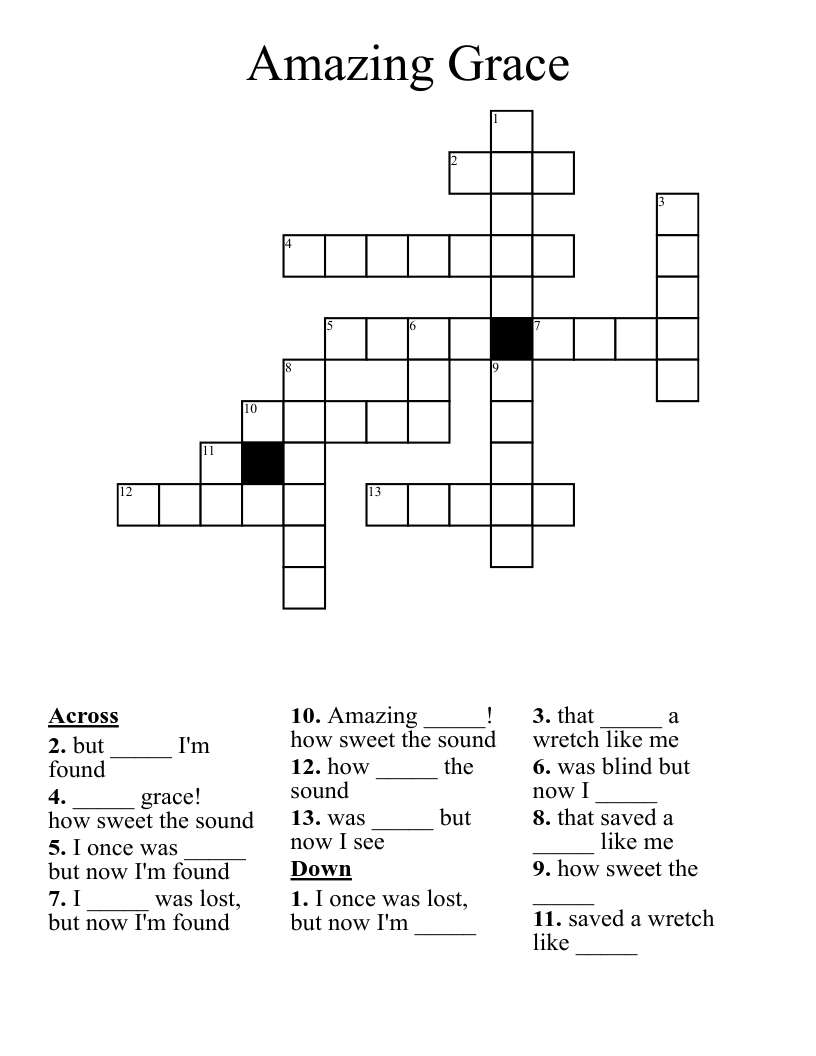 Amazing Grace Crossword