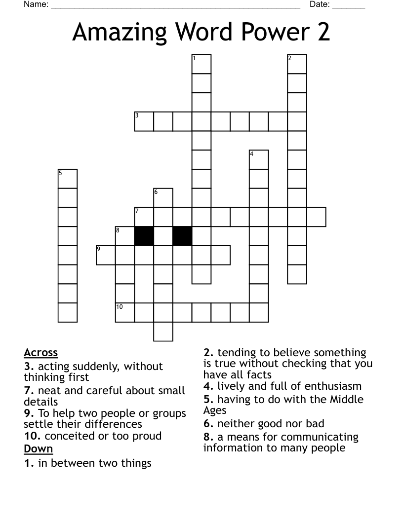 Amazing Word Power 2 Crossword