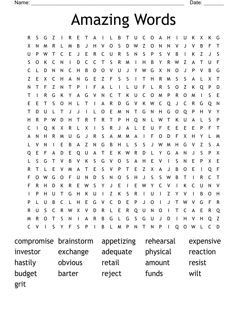 Amazing Words Word Search