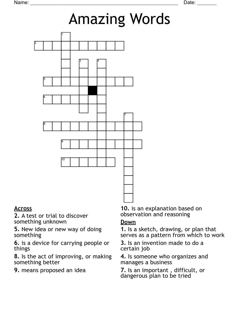 Amazing Words Crossword