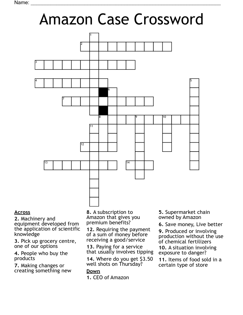 Amazon Case Crossword