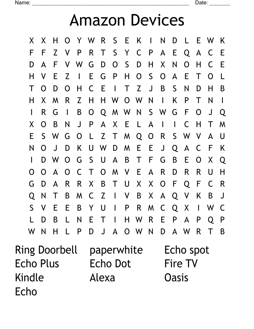 Amazon Devices Word Search