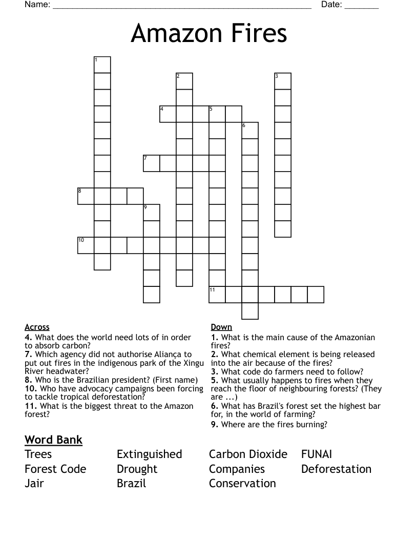 Amazon Fires Crossword