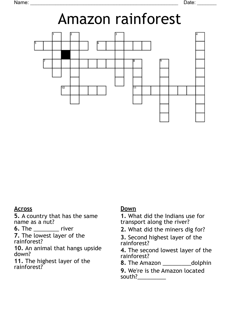 Amazon rainforest Crossword