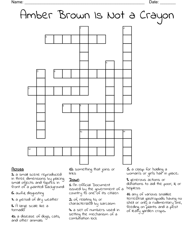 Amber Brown Is Not a Crayon Crossword
