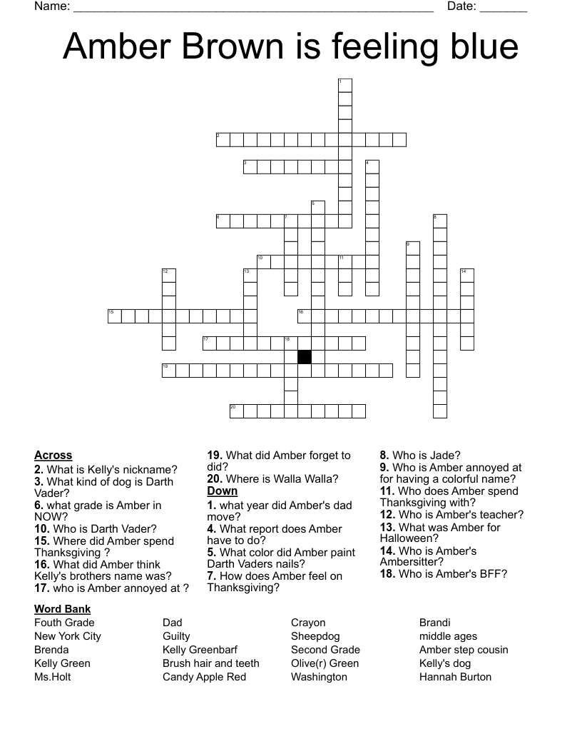 Amber Brown is feeling blue Crossword