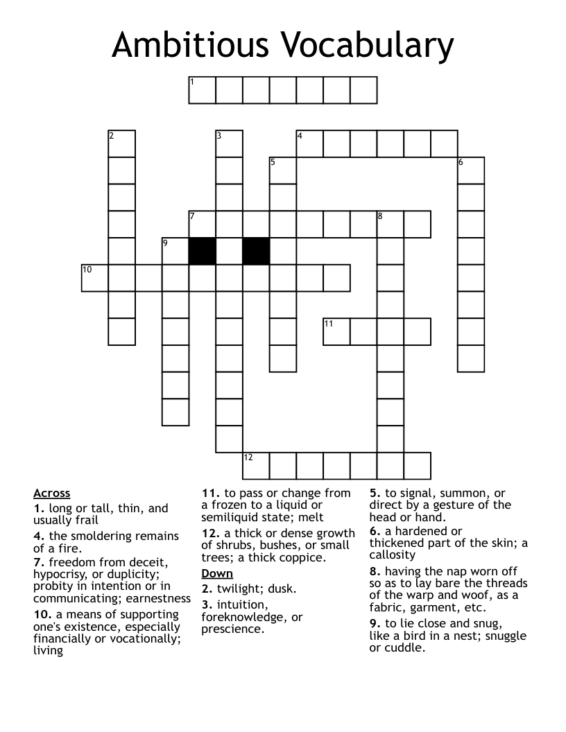 Ambitious Vocabulary Crossword