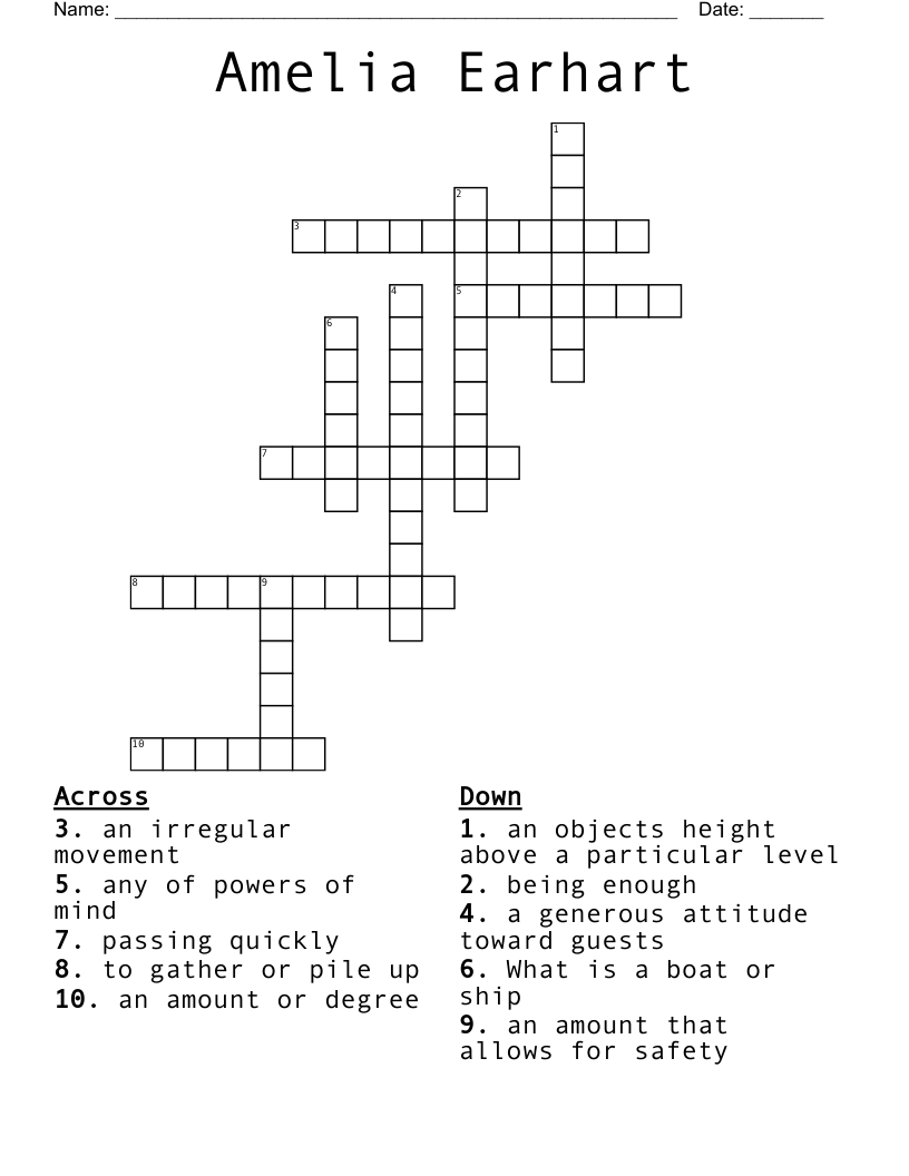 Amelia Earhart Crossword