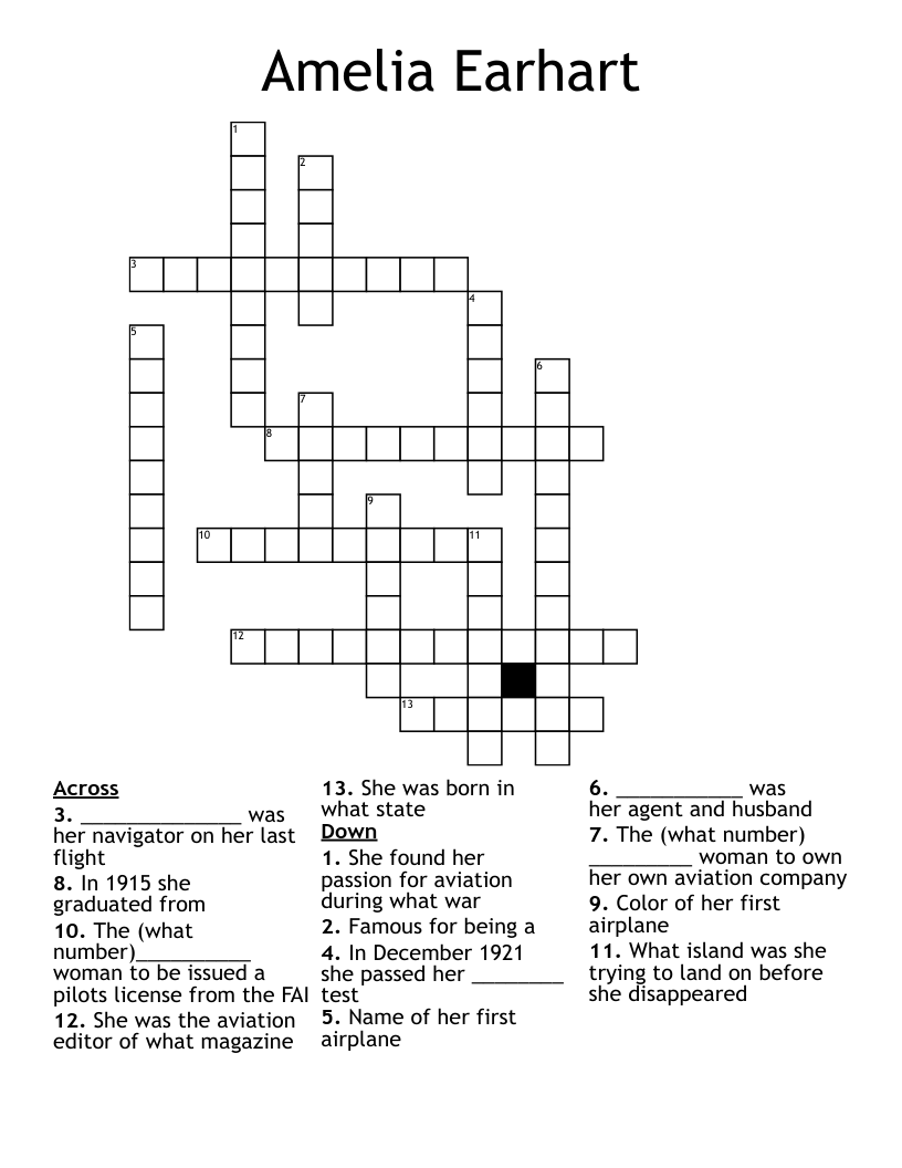 Amelia Earhart Crossword