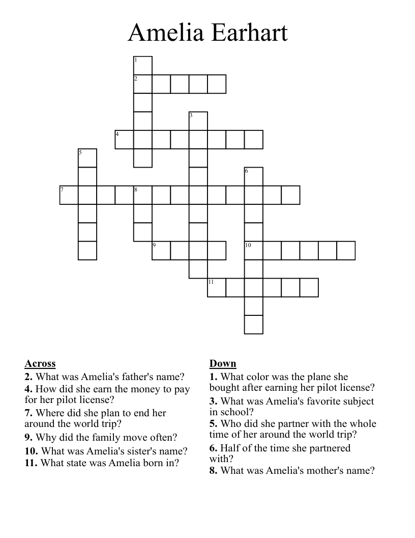 Amelia Earhart Crossword
