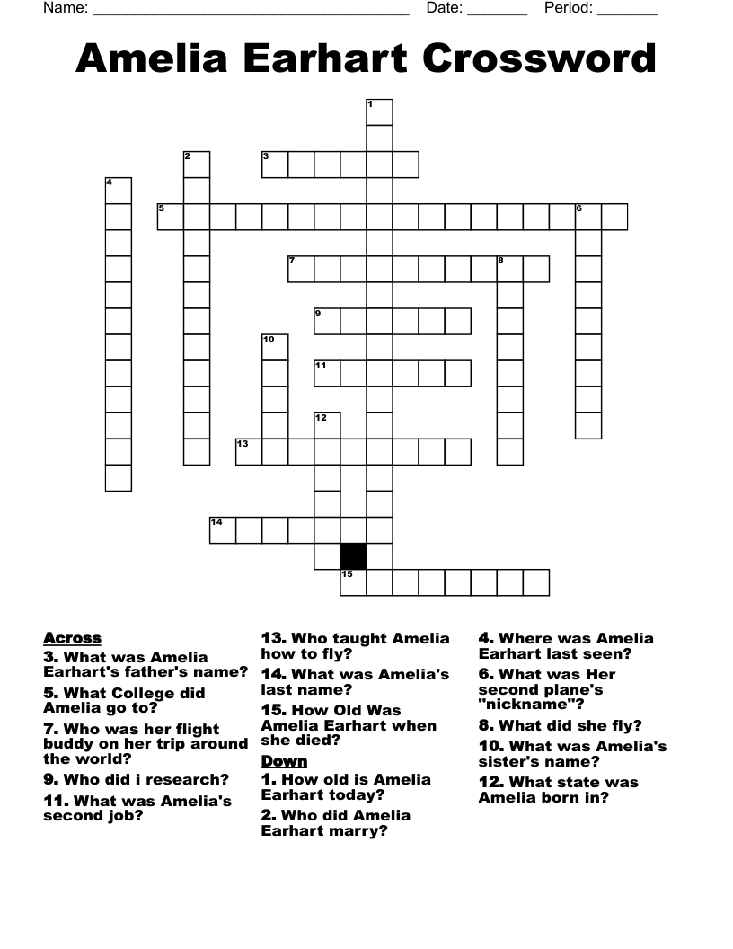 Amelia Earhart Crossword