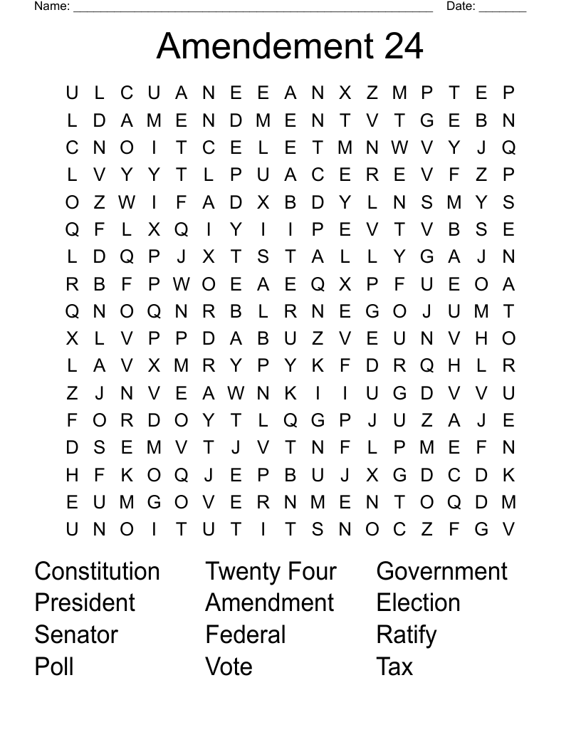 Amendement 24 Word Search