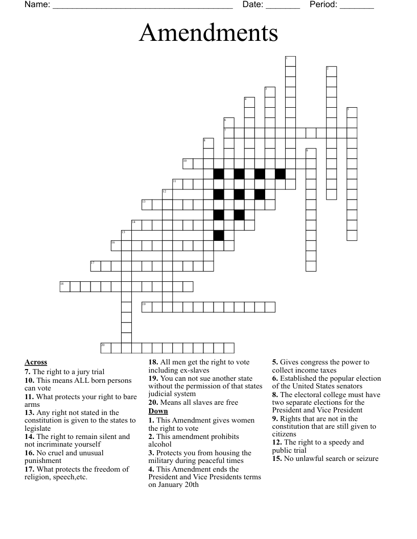 Amendments Crossword