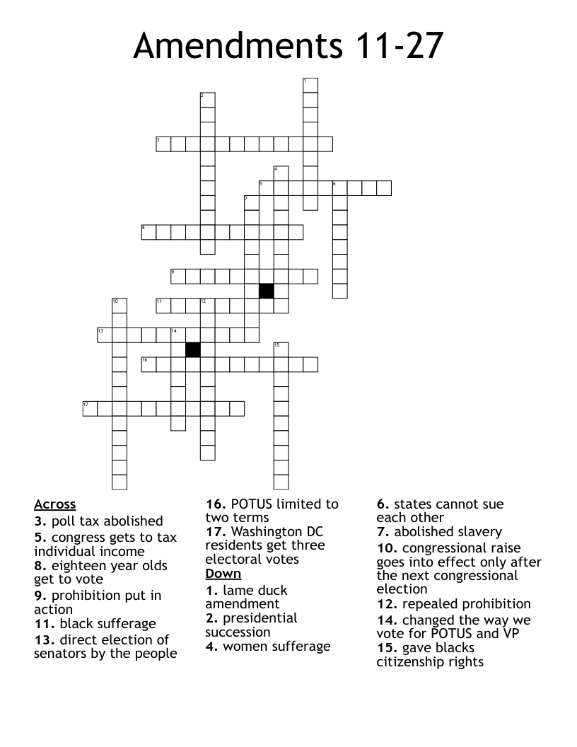 Amendments 11-27 Crossword