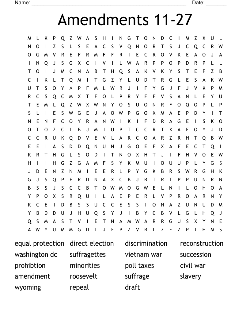 Amendments 11-27 Word Search