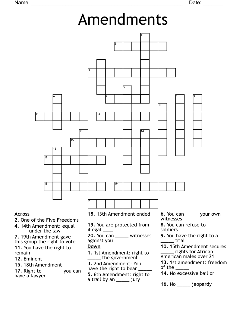 Amendments Crossword