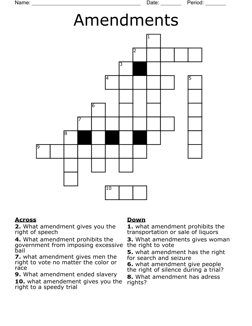 Amendments Crossword