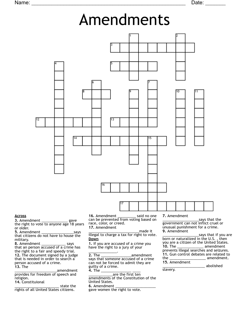 Amendments Crossword