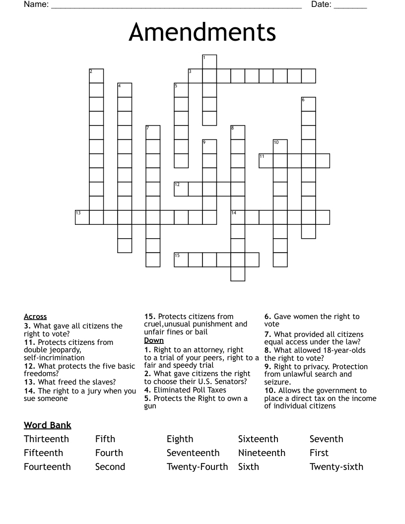 Amendments Crossword