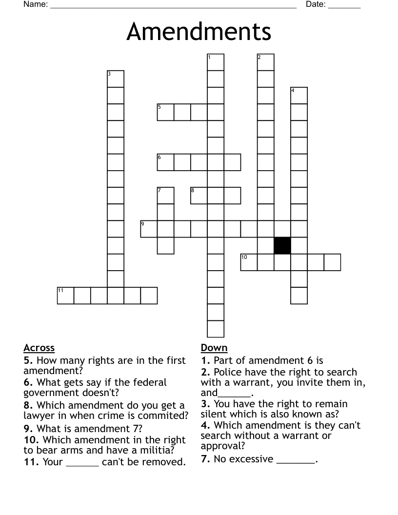 Amendments Crossword
