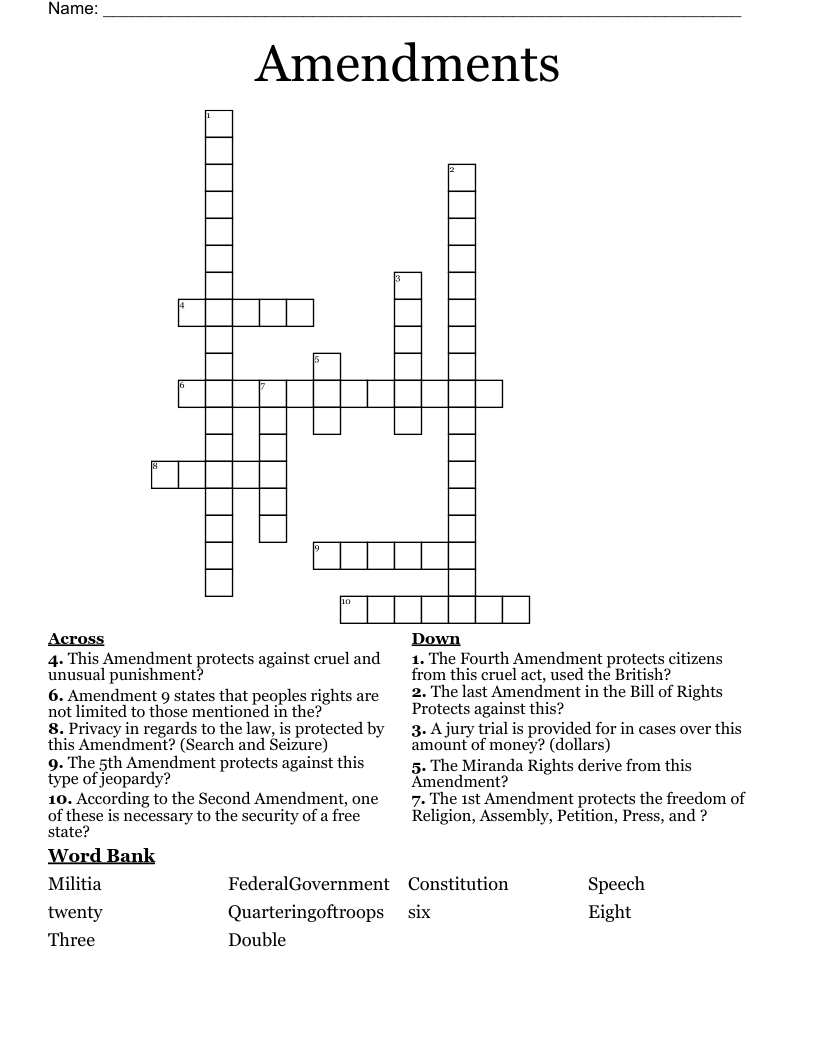 Amendments Crossword