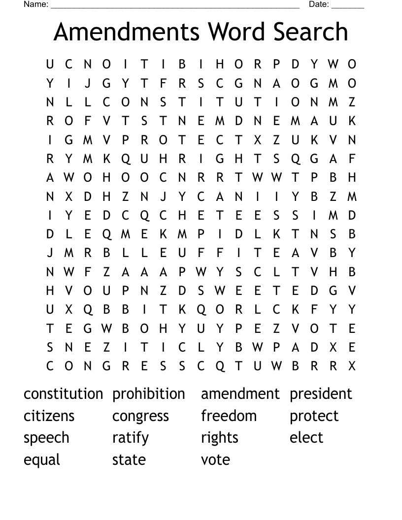 Amendments Word Search
